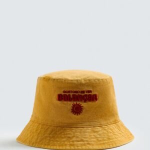 Contrast Embroidery Bucket Hat