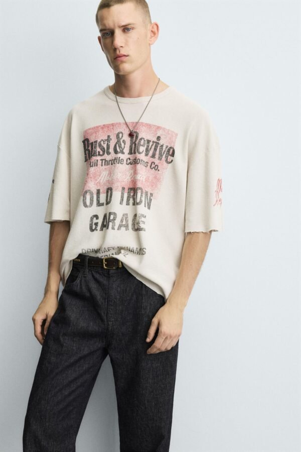 Washed Printed Knit T-Shirt - Image 4