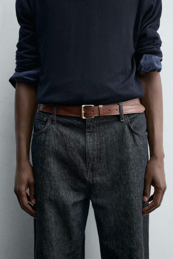 Vintage Effect Leather Belt - Image 3